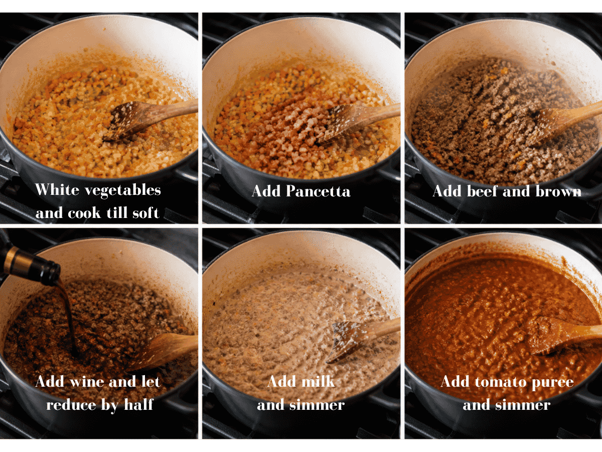 Process shots ragu alla Bolognese recipe