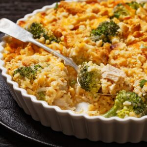 Old Fashioned Chicken, Rice and Cheese Casserole