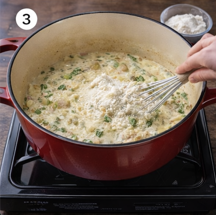 whisking in a dutch oven